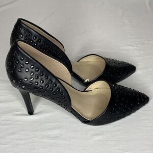 French Connection Black Studded Vegan Leather Heels Pumps Size 8.5‎